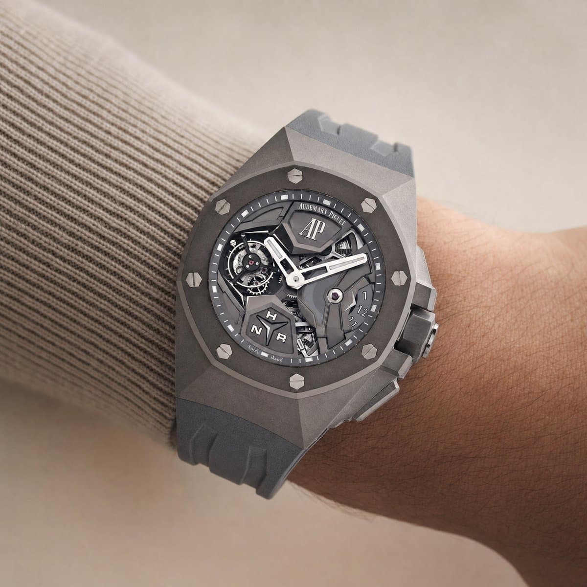 Audemars Piguet Royal Oak Concept 26589TI.GG.D006CA.01 Flying Tourbillon GMT Titanium Limited Edition of 30 — worn