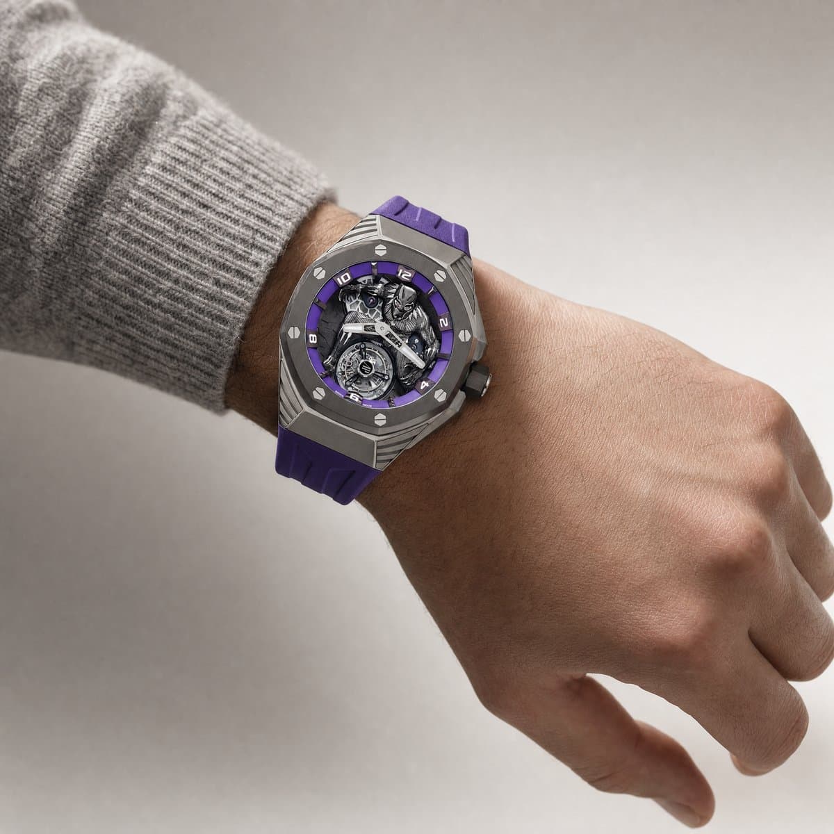Audemars Piguet Royal Oak Concept 26620IO.OO.D077CA.01 'Black Panther' Flying Tourbillon Limited Edition of 250 — worn