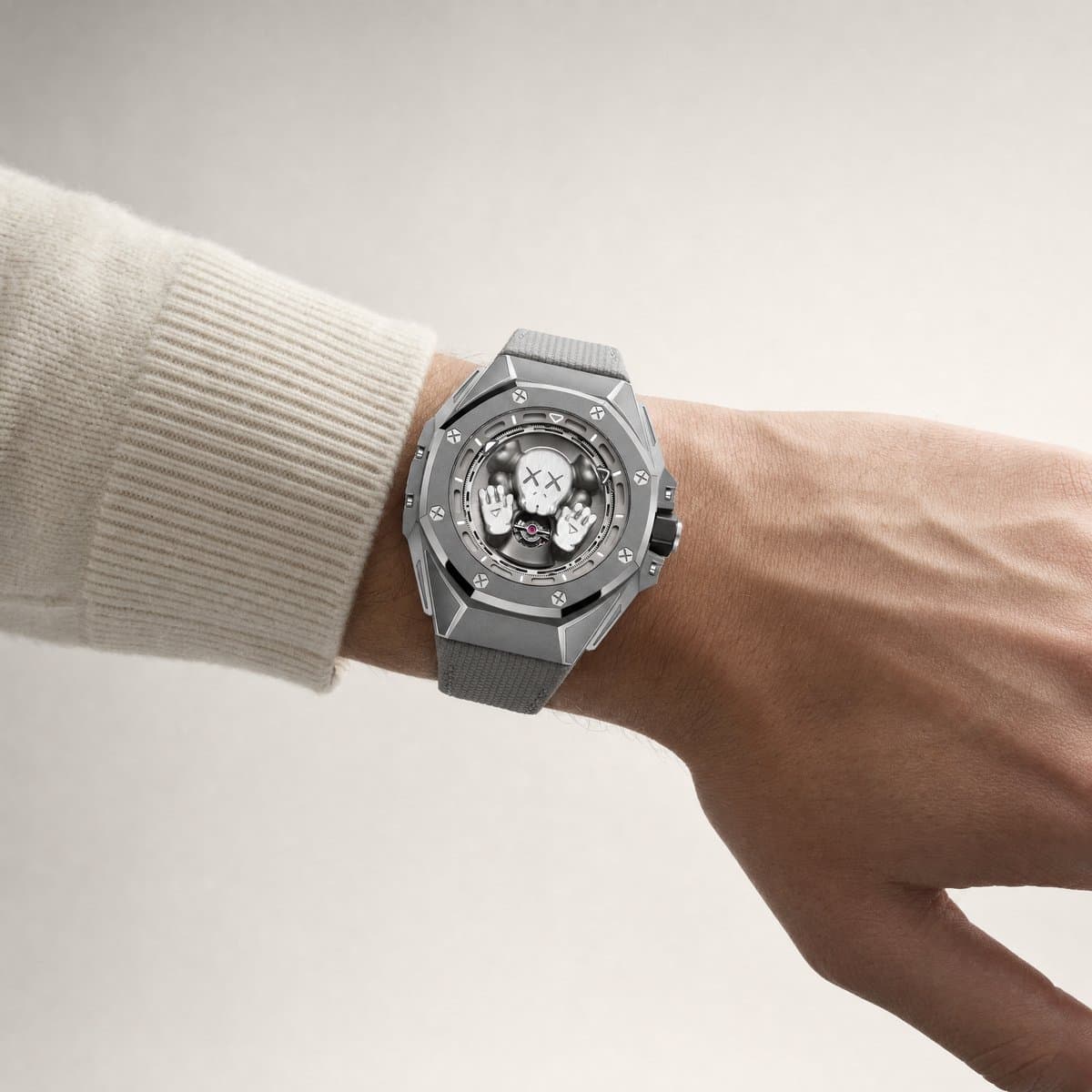 Audemars Piguet Royal Oak Concept 26656TI.GG.D019VE.01 KAWS Tourbillon Companion Dial Limited Edition of 250 — worn