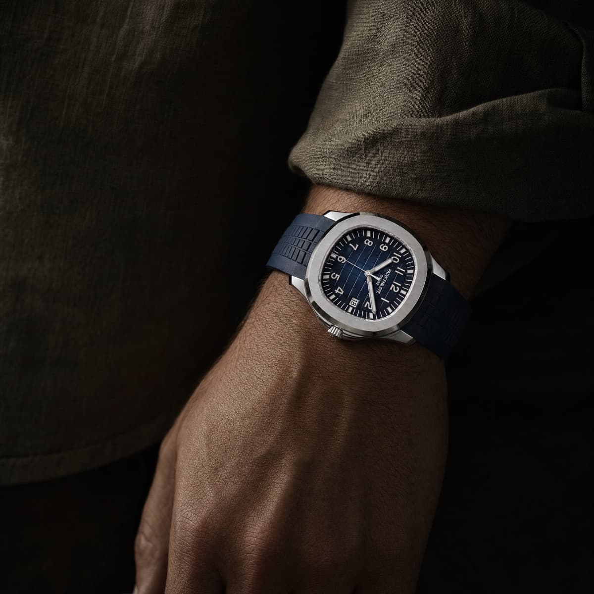 Patek Philippe Aquanaut 5168G-001 White Gold Blue Dial (2020) — worn