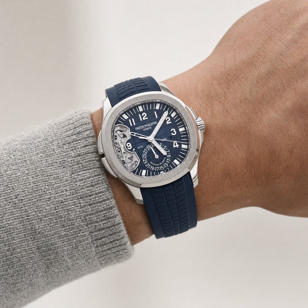 Patek Philippe Advanced Research Aquanaut 5650G-001 Travel Time (2017) — worn