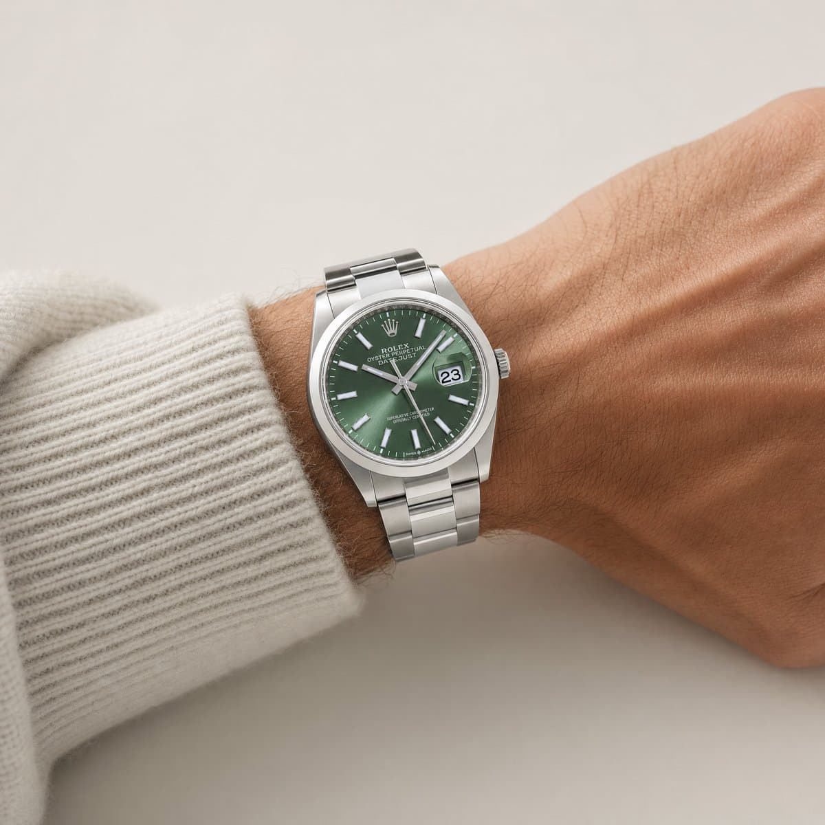 Rolex Datejust 36 126200 Stainless Steel Mint Green Dial Oyster (2025) — worn
