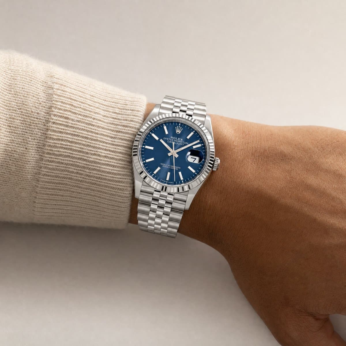 Rolex Datejust 36 126234 Stainless Steel Blue Dial Jubilee (2025) — worn