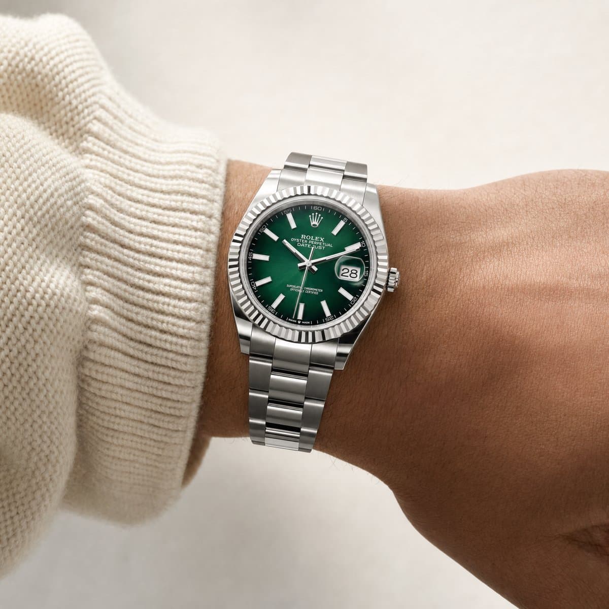 Rolex Datejust 41 126334 Stainless Steel Green Ombré Dial Oyster (2026) — worn