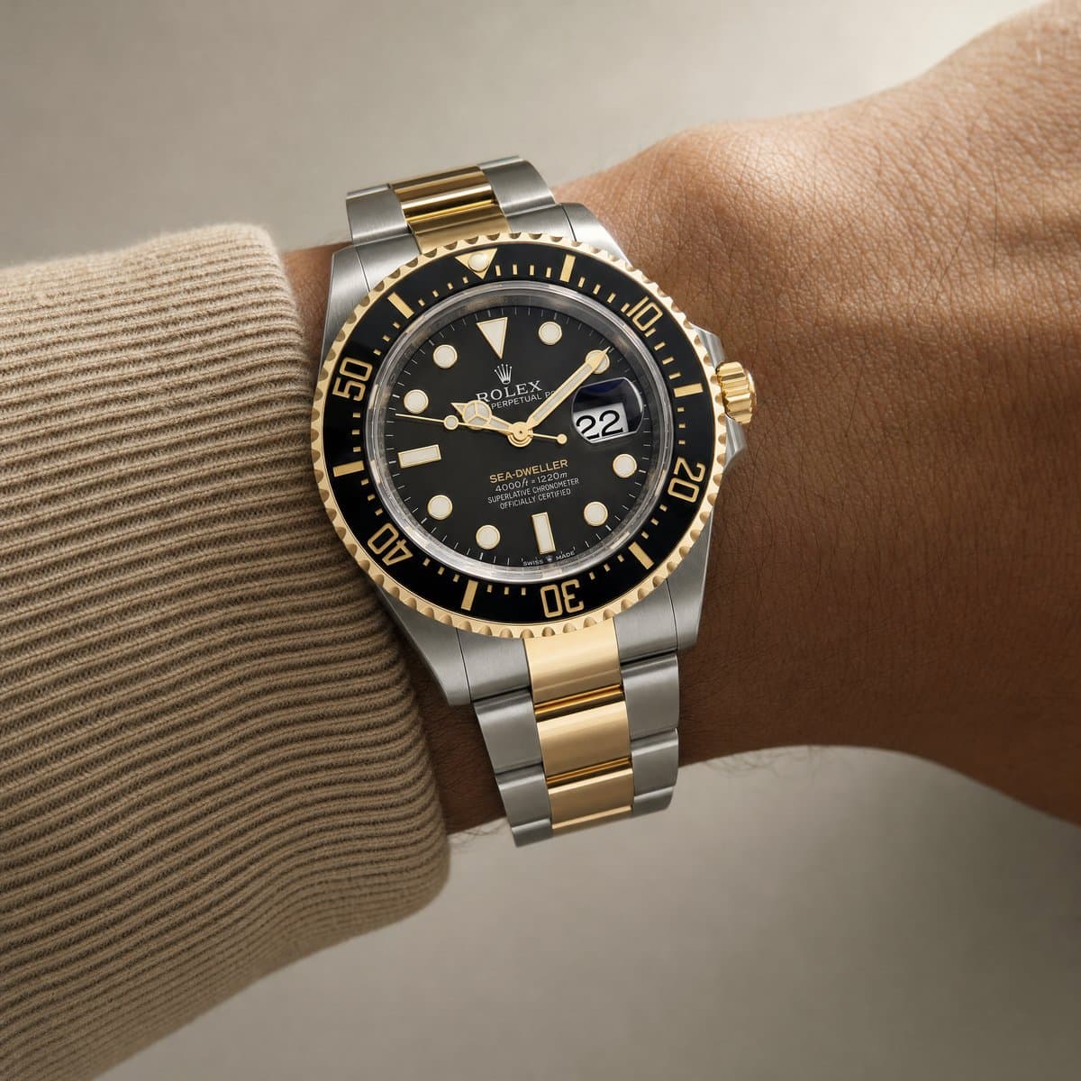Rolex Sea-Dweller 126603 Stainless Steel Yellow Gold Black Dial (2022) — worn
