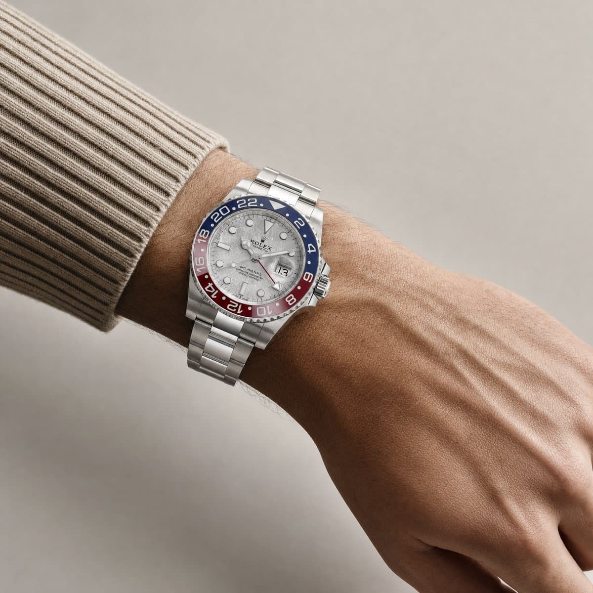 Rolex GMT-Master II 126719BLRO 'Pepsi' White Gold Meteorite Dial (2025) — worn
