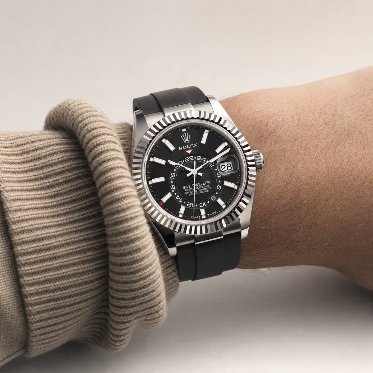Rolex Sky-Dweller 336239 White Gold Black Dial (2025) — worn