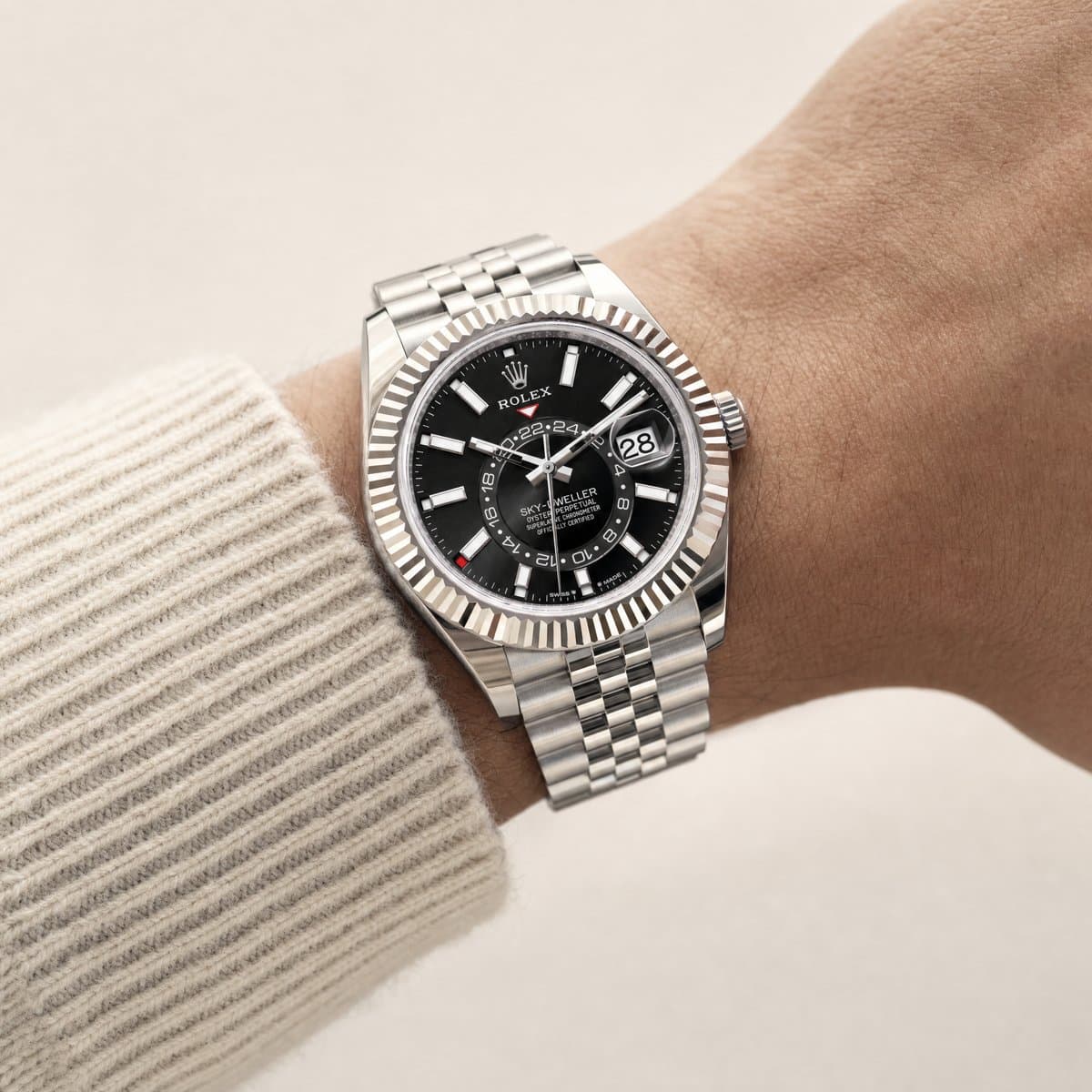 Rolex Sky-Dweller 336934 Stainless Steel Black Dial Jubilee (2025) — worn